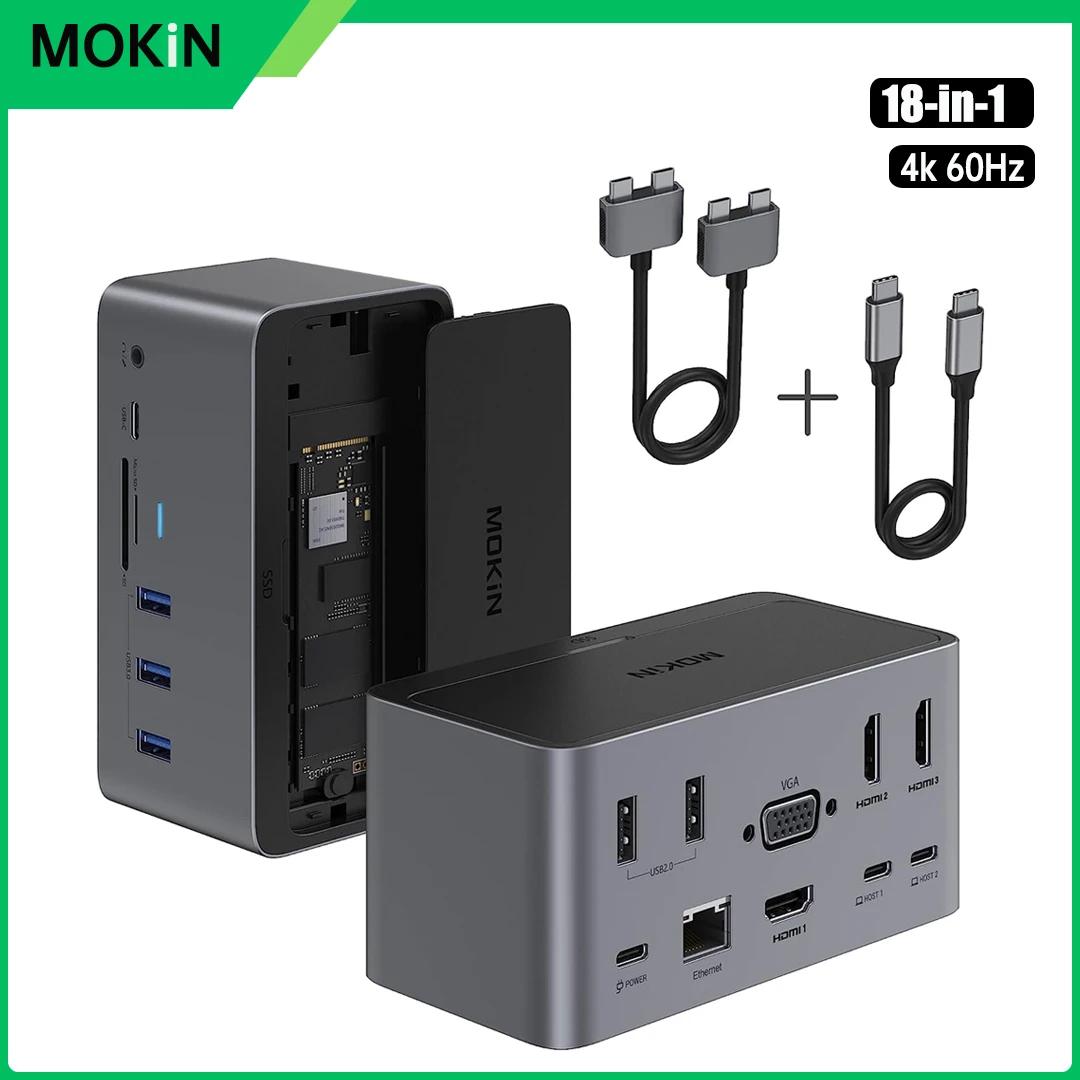 MOKiN ŷ ̼ USB C ,  HDMI,SD, TF,VGA,RJ45, Ʈ 3, , SSD Ŭ, ƺ е ,  4K 